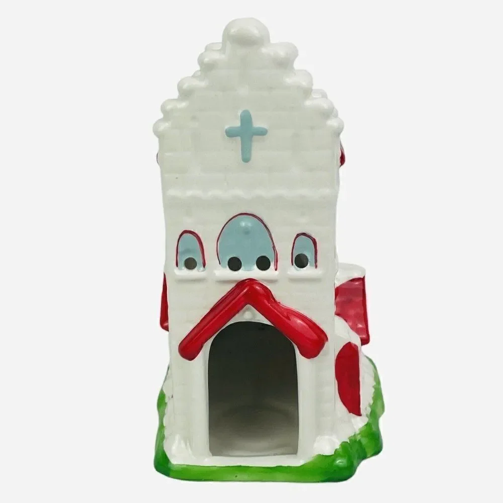 RARE Vintage 1960s Dutch Ceramic Church Christmas Holiday Handmade Hand Painted